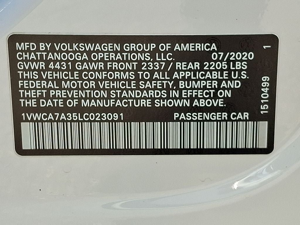 2020 Volkswagen Passat 2.0T SEL FWD