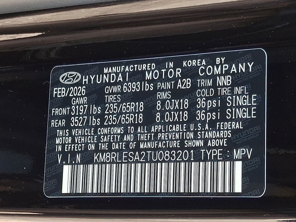 2026 Hyundai PALISADE HYBRID SEL 8 Passenger