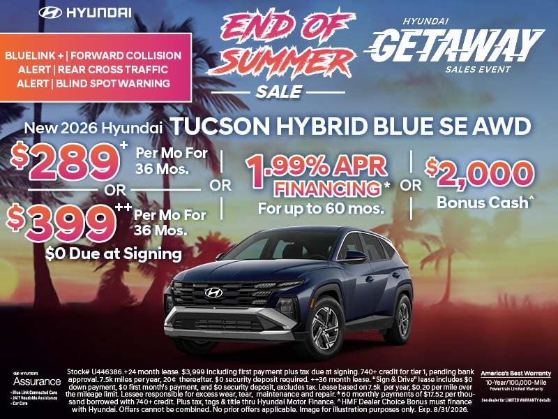 Summer Sale 2026 Hyundai Tucson Hybrid Blue SE 