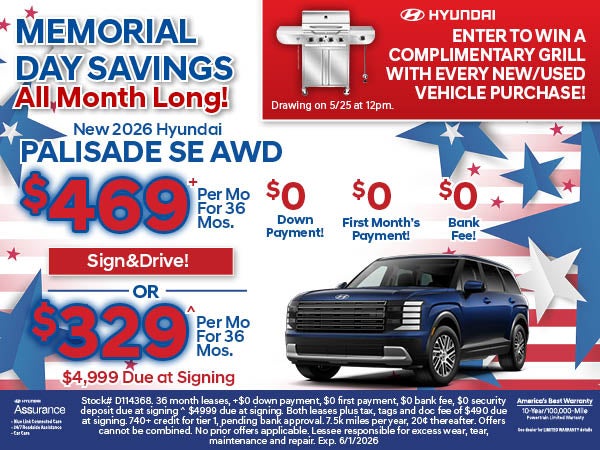 Palisade SE AWD: $469/Mo Lease