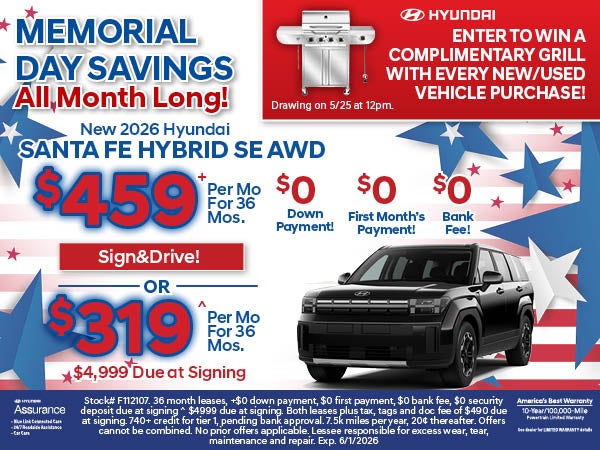 Santa Fe Hybrid SE: $459/Mo Lease