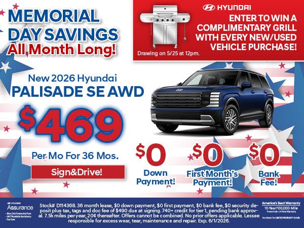 Palisade SE AWD: $469/Mo Lease
