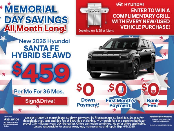 Santa Fe Hybrid SE: $459/Mo Lease