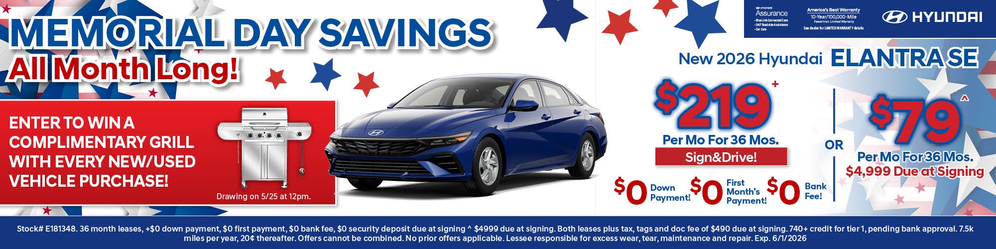 Elantra SE: $219/Mo Lease