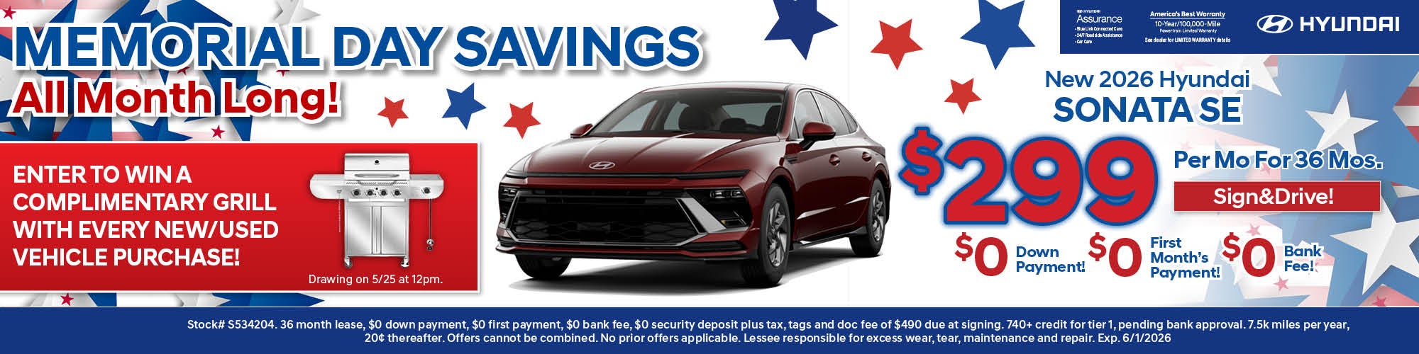Sonata SE: $299/Mo Lease
