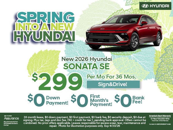 New Sonata SE Lease: $299/Mo For 36 Mos